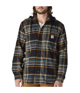 Carhartt Men's Rugged Flex Relaxed Fit Flannel Fleece Lined Hooded Shirt Jac 107011