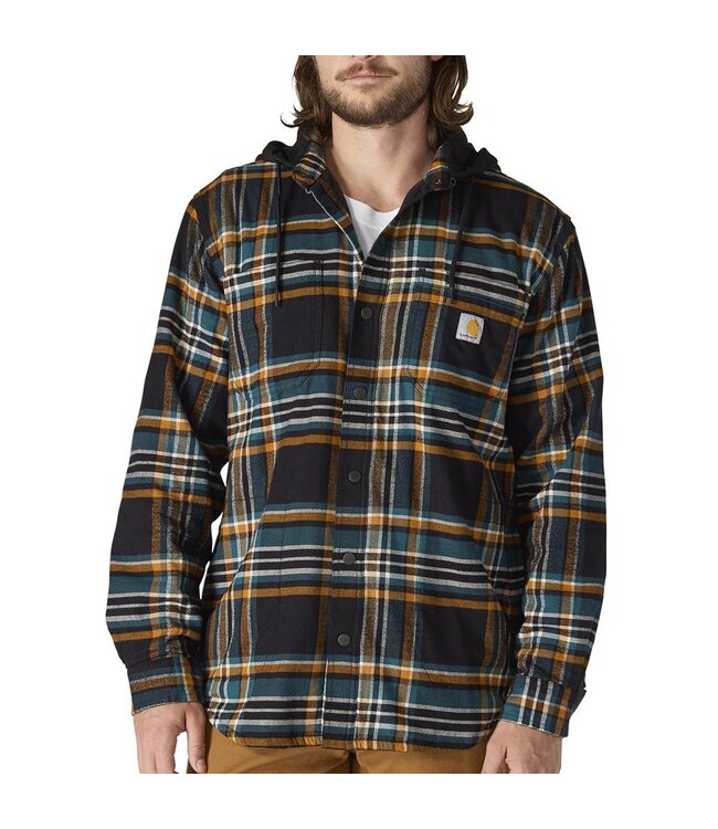 Carhartt Men's Rugged Flex Relaxed Fit Flannel Fleece Lined Hooded Shirt Jac 107011
