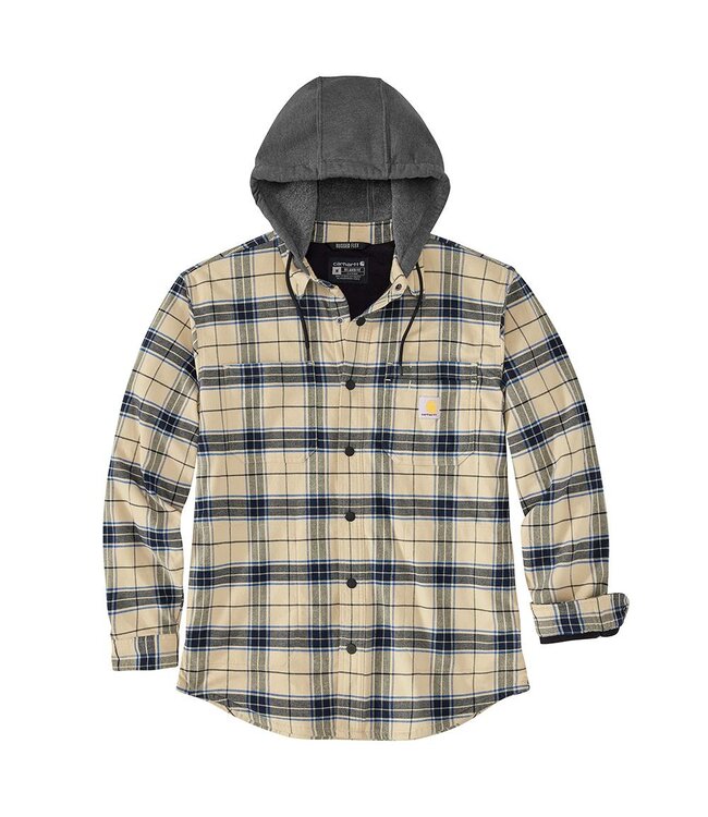 Carhartt Men's Rugged Flex Relaxed Fit Flannel Fleece Lined Hooded Shirt Jac 107011