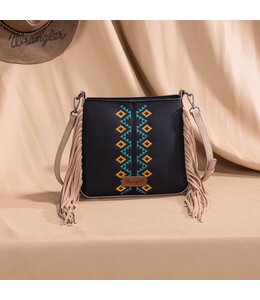 Wrangler Aztec Embroidered Fringe Crossbody WG233-8360
