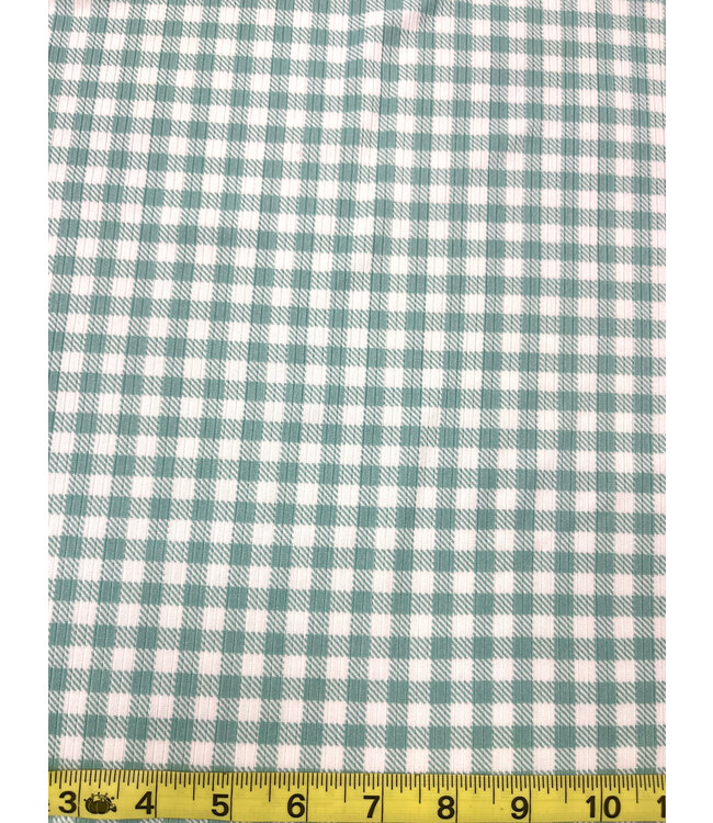 Mook Fabrics Yard of 4x2 Yummy Rib EK Gingham, Sage Fabric 140079