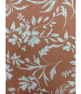 The Country Store Yard of Orange/White Floral Linen Fabric 18240RET