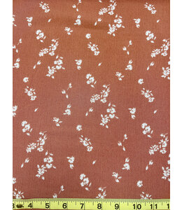 Yard of Orange/White Floral Rayon Fabric