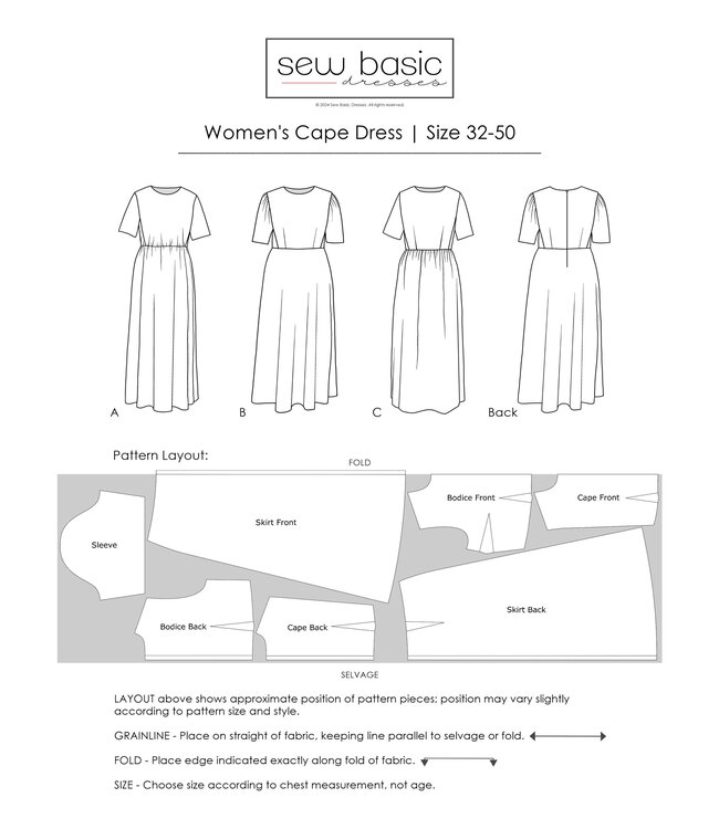 Sew Basic Women's Cape Dress Pattern