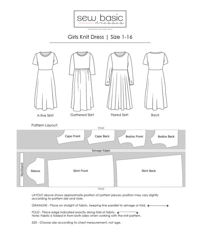 Sew Basic Girl's Knit Dress Pattern