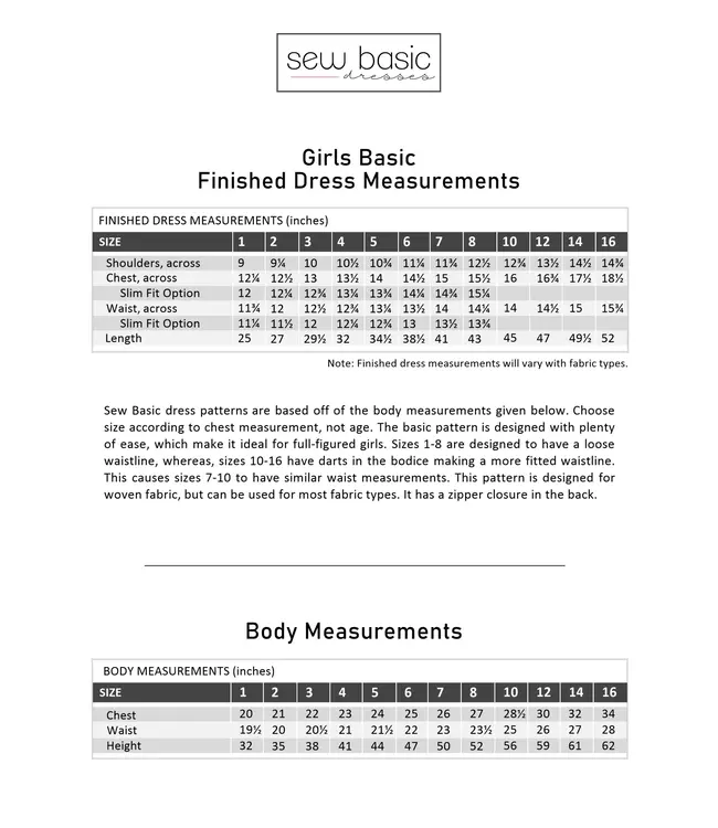 Sew Basic Girl's Dress Pattern