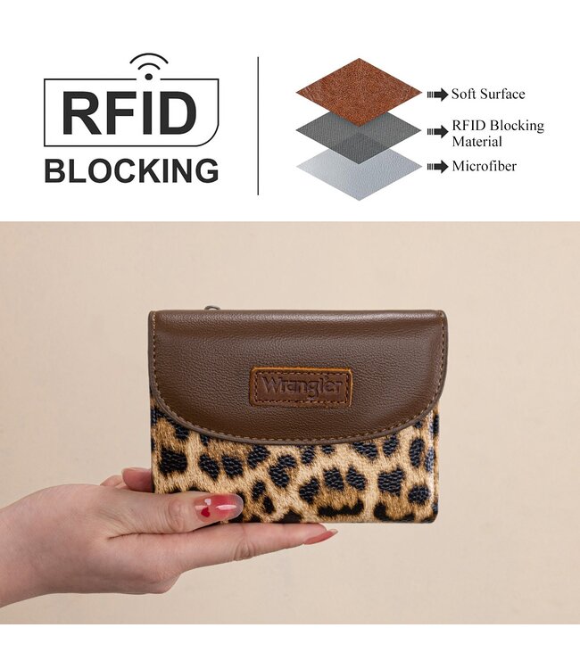 Wrangler Leopard Print Tri-Fold Wallet WG263-W076LP