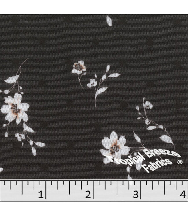 Yard of Swiss Dot Print Charcoal Fabric 573521-CH