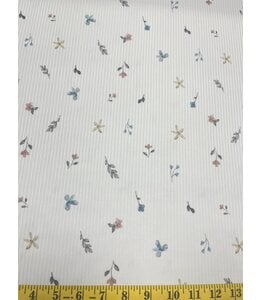 YD Doodled Floral Poly Rib Knit