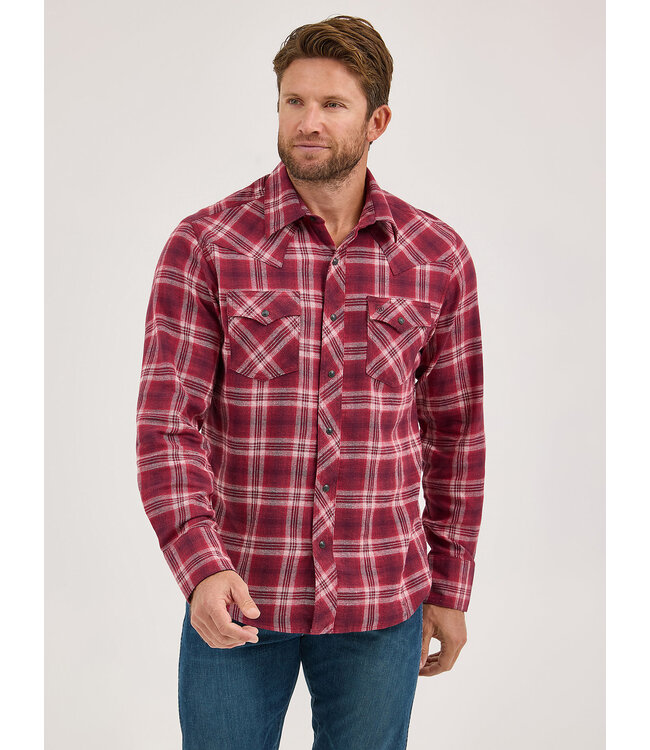 Wrangler Men's Retro Long-Sleeve Flannel Western Snap Plaid Shirt 112370178