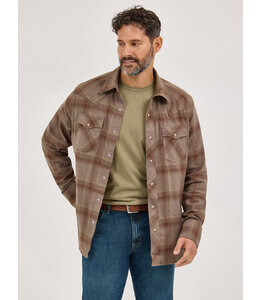Wrangler Men's Retro Long-Sleeve Flannel Western Snap Plaid Shirt 112370177