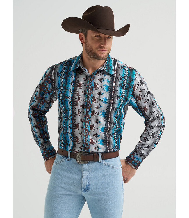 Wrangler Men's Checotah Long-Sleeve Western Snap Printed Shirt 112369468