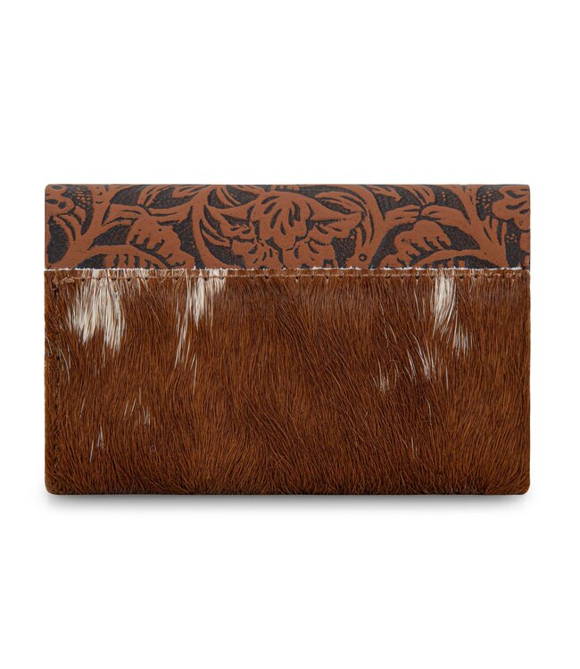 Wrangler Genuine Hair-On Cowhide Floral Tooled Wallet WG224-W070