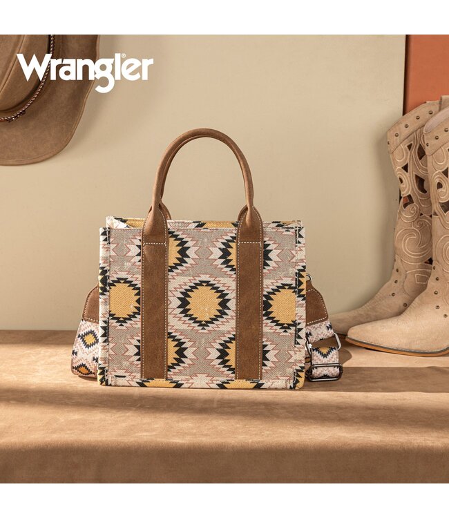Wrangler Aztec Distressed Print Dual Sided Print Tote/Crossbody WG221-8120
