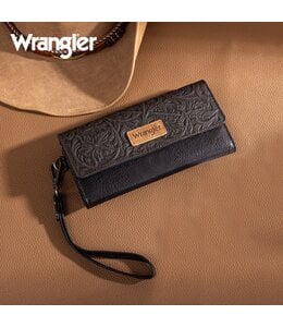 Wrangler Western Floral Tooled Tri-fold RFID Wallet/Wristlet WG196-W056