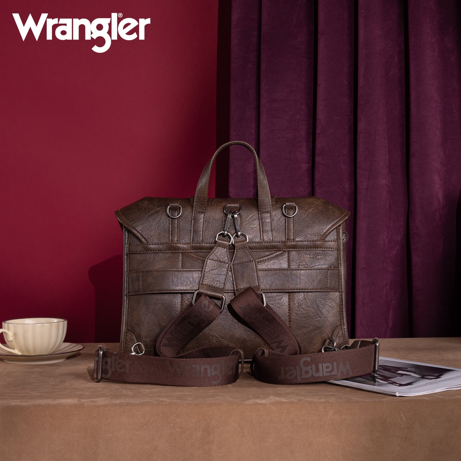 Wrangler Top Handle Carry Satchel/Laptop Bag/Backpack/Crossbody Khaki Wrangler Top Handle Carry Satchel/Laptop Bag/Backpack  main image 4