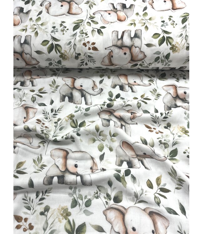 Willow Grove Fabric YD Double Gauze Cotton Elephant FT202508493