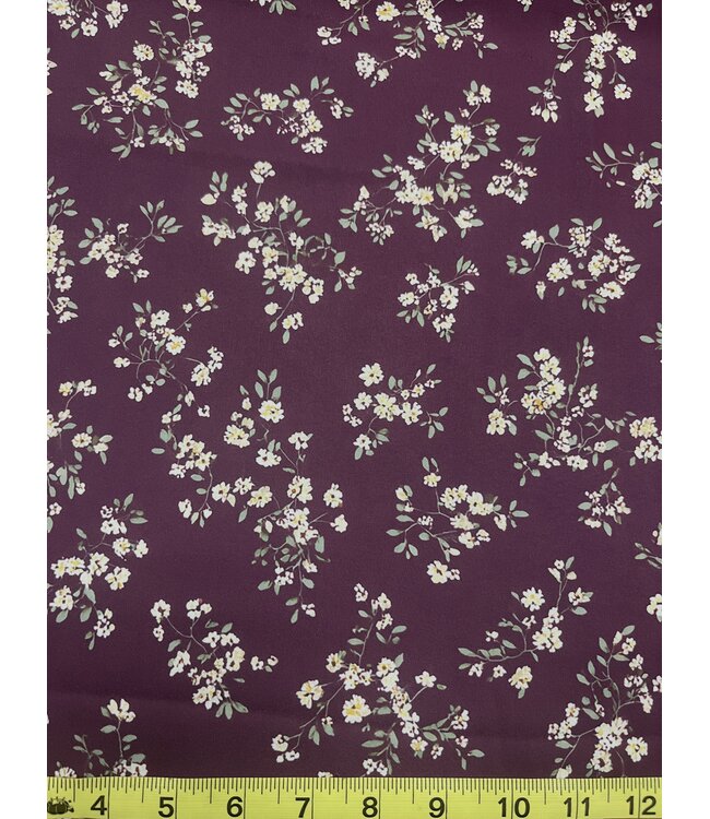 Willow Grove Fabric YD Heavy Stretch Chiffon Burgundy Floral FT202508495