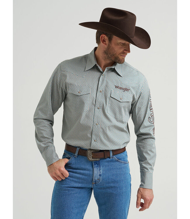 Wrangler Men's Logo Long-Sleeve Western Snap Shirt 112369449