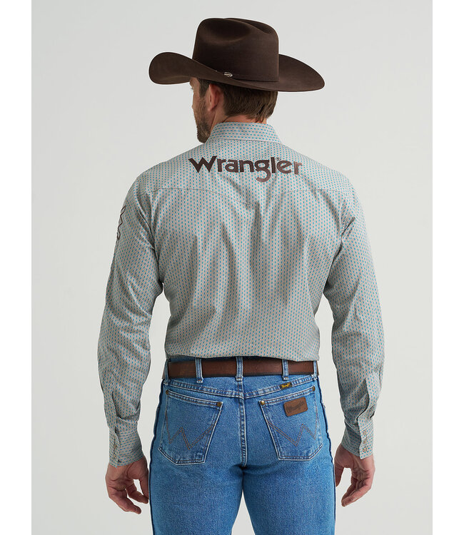 Wrangler Men's Logo Long-Sleeve Western Snap Shirt 112369449