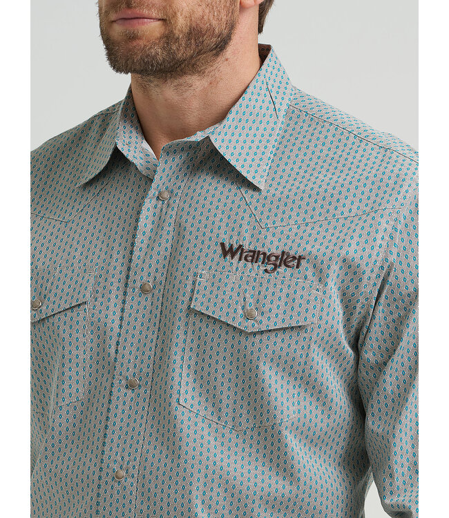 Wrangler Men's Logo Long-Sleeve Western Snap Shirt 112369449