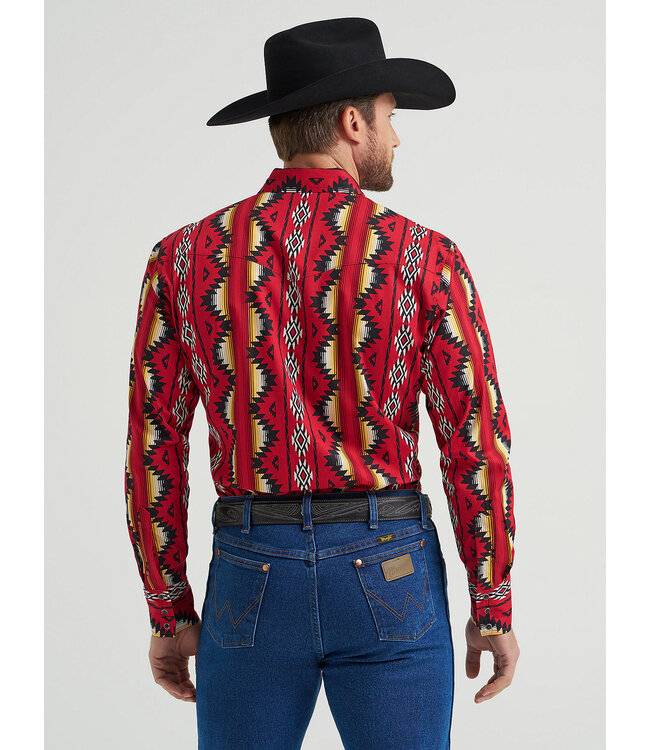 Wrangler Men's Checotah Long-Sleeve Shirt Western Snap Printed Shirt 112369430