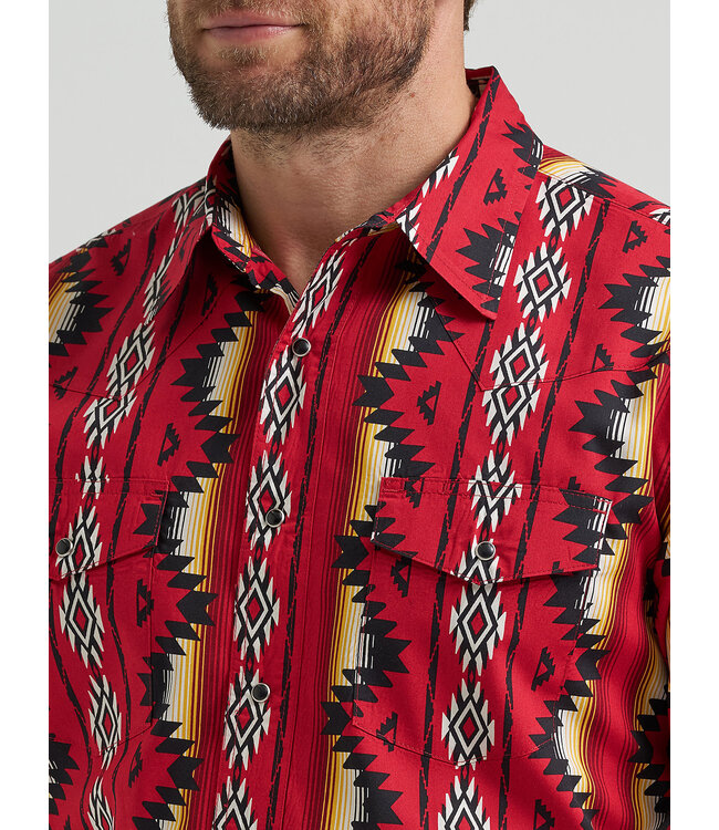 Wrangler Men's Checotah Long-Sleeve Shirt Western Snap Printed Shirt 112369430