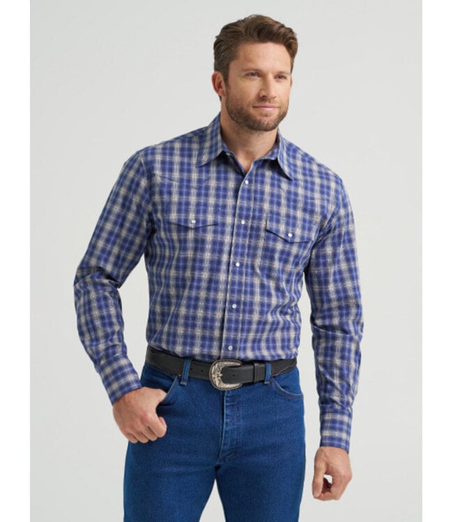 Wrangler Men's Wrinkle Resist Long-Sleeve Western Snap Plaid Shirt 112369434