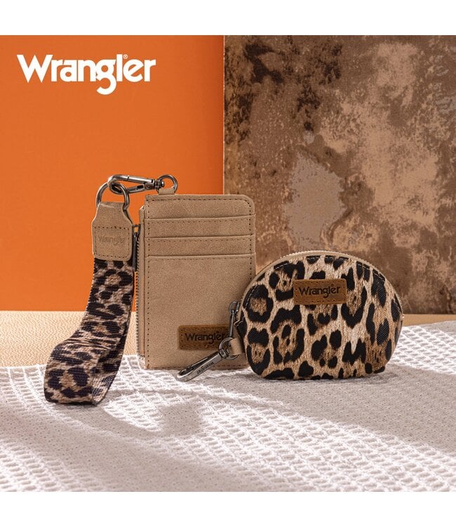 Wrangler Leopard Print Dual Pouch Wristlet WG296-W0051