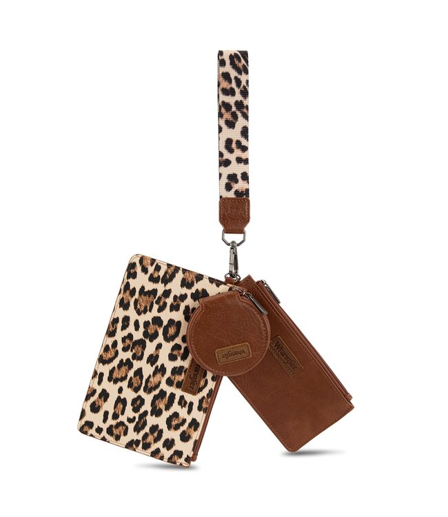 Wrangler Leopard Print Dual Pouch Wristlet and Zipper Pouch WG366-W114