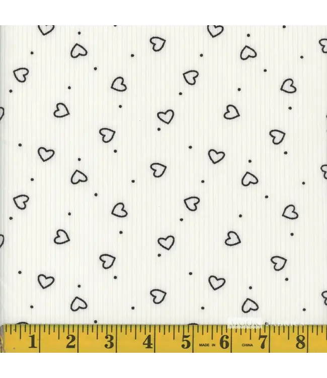 Mook Fabrics YD 141429 Rib Knit Black Hearts