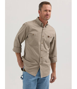 Wrangler Men's Riggs Workwear Long-Sleeve Button Down Solid Twill Work Shirt 103W501KH