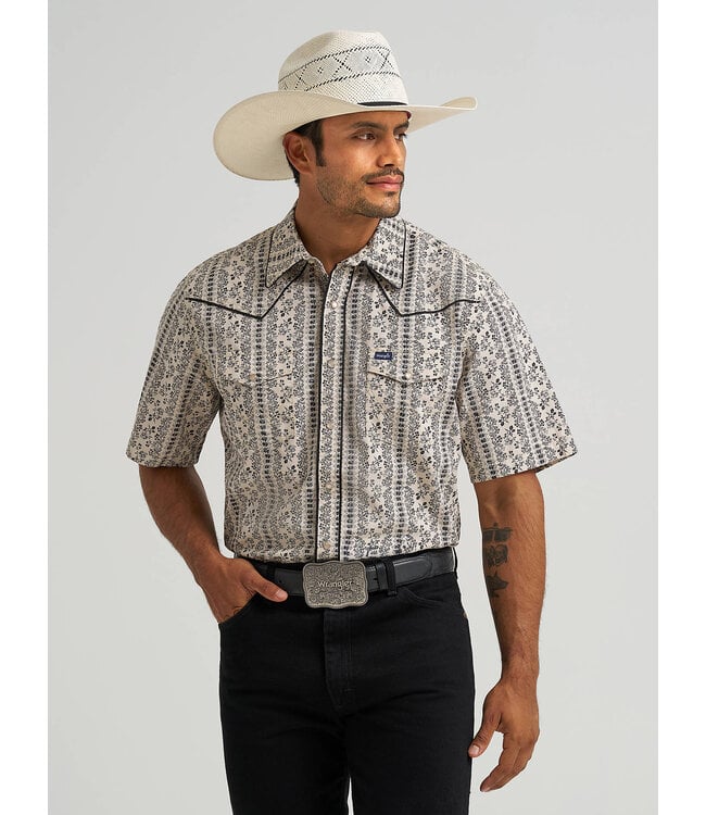 Wrangler Men's Vintage-Inspired Piped Printed Western Snap Shirt 112374815