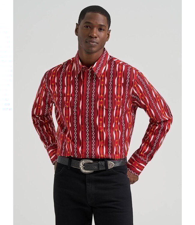 Wrangler Men's Checotah Long-Sleeve Shirt Western Snap Printed Shirt 112374909
