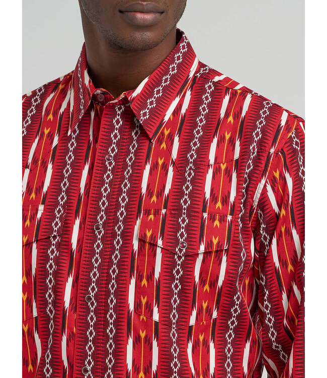 Wrangler Men's Checotah Long-Sleeve Shirt Western Snap Printed Shirt 112374909