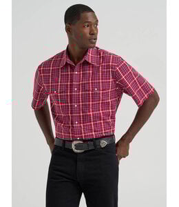 Wrangler Men's Wrinkle Resist Short-Sleeve Western Snap Plaid Shirt 112374878