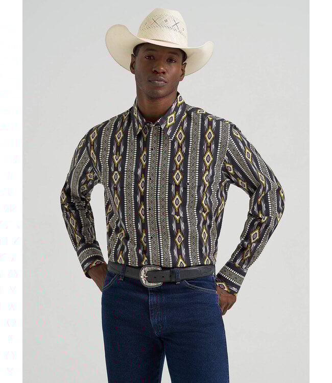Wrangler Men's Checotah Long-Sleeve Shirt Western Snap Printed Shirt 112374910