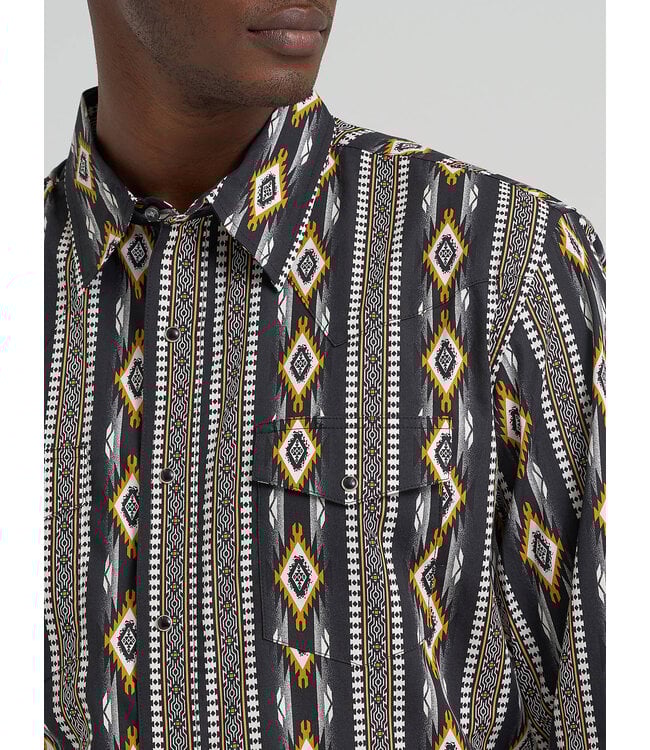 Wrangler Men's Checotah Long-Sleeve Shirt Western Snap Printed Shirt 112374910