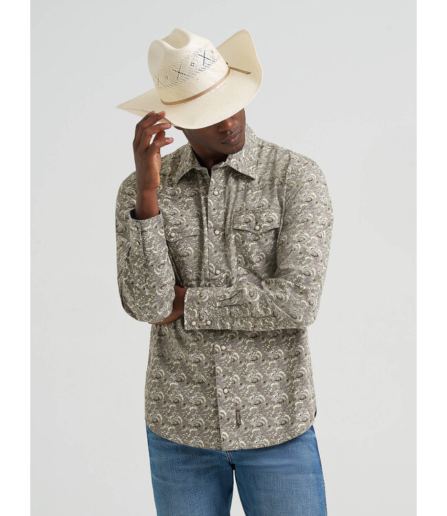 Wrangler Men's Retro Premium Long-Sleeve Western Snap Printed Shirt 112374952