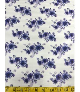 YD 020634 Purple Floral Horizontal Rib Knit