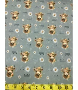 Mook Fabrics YD Heart Swiss Dot Highland Cow Sage 140748