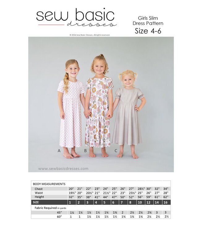 Sew Basic Girls Slim Dress Pattern