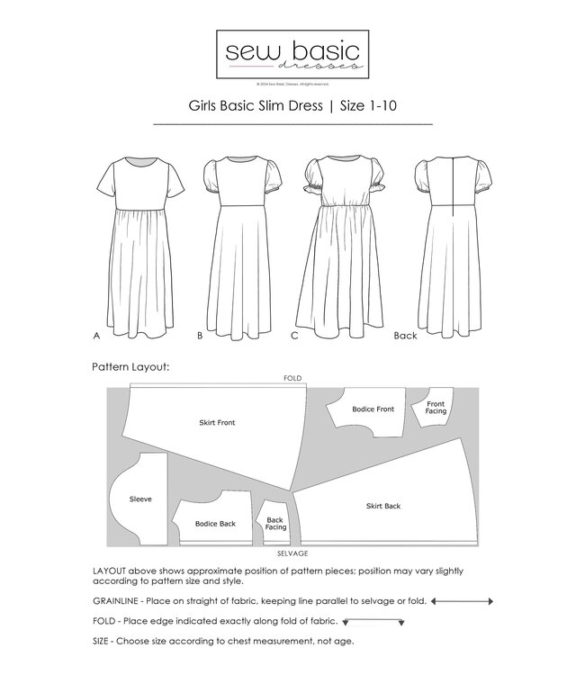 Sew Basic Girls Slim Dress Pattern