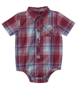 Carhartt Boy's Short-Sleeve Plaid Woven Bodysuit CE8213