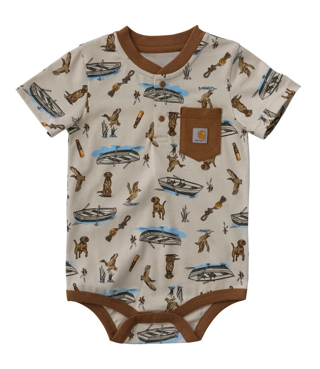 Carhartt Boy's Short-Sleeve Henley Duck/Dog Bodysuit CA6822