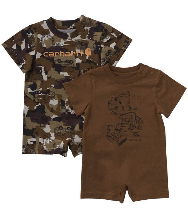 Carhartt Boy's Short-Sleeve 2pc Construction Romper Set CG8109