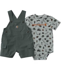 Carhartt Boy's Short-Sleeve Bodysuit and Cargo Pocket Shortall Set CG8122