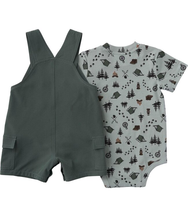 Carhartt Boy's Short-Sleeve Bodysuit and Cargo Pocket Shortall Set CG8122