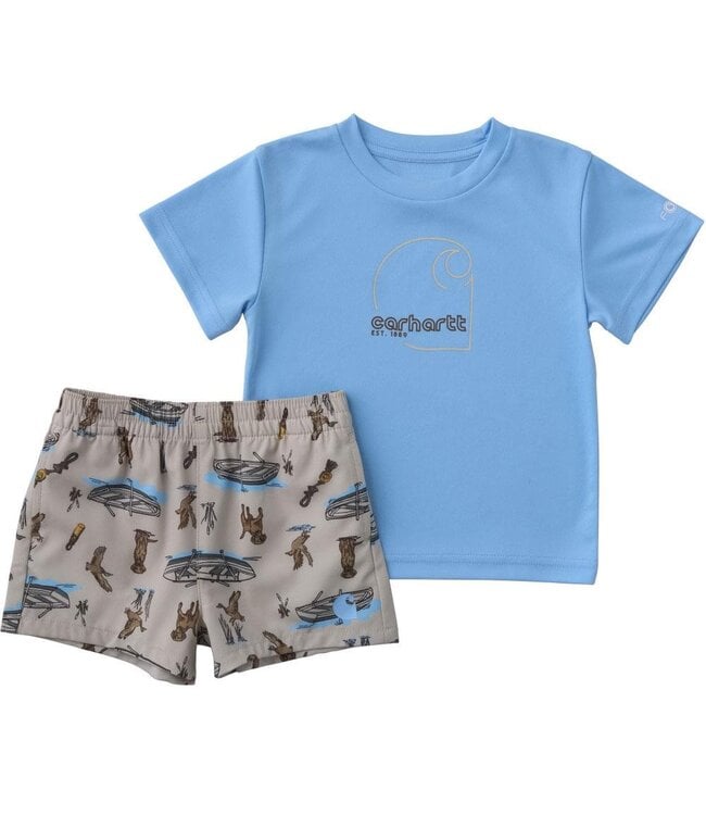 Carhartt Boy's Infant Short-Sleeve Force Sun Defender Shirt and Woven Short Set CG8128