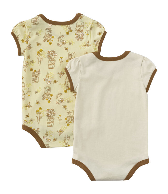 Carhartt Girl's Short-Sleeve Bee Print Bodysuit 2pc Set CG9962